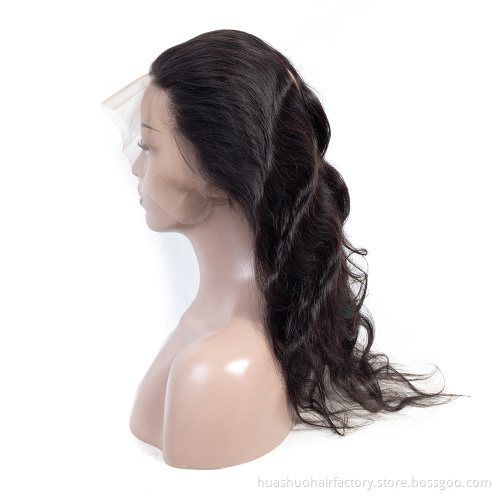 Single Donor Top Brush Back Dark Rooted Brazilian Human Hair Body Wave Full Lace 360 Lace Frontal Closure